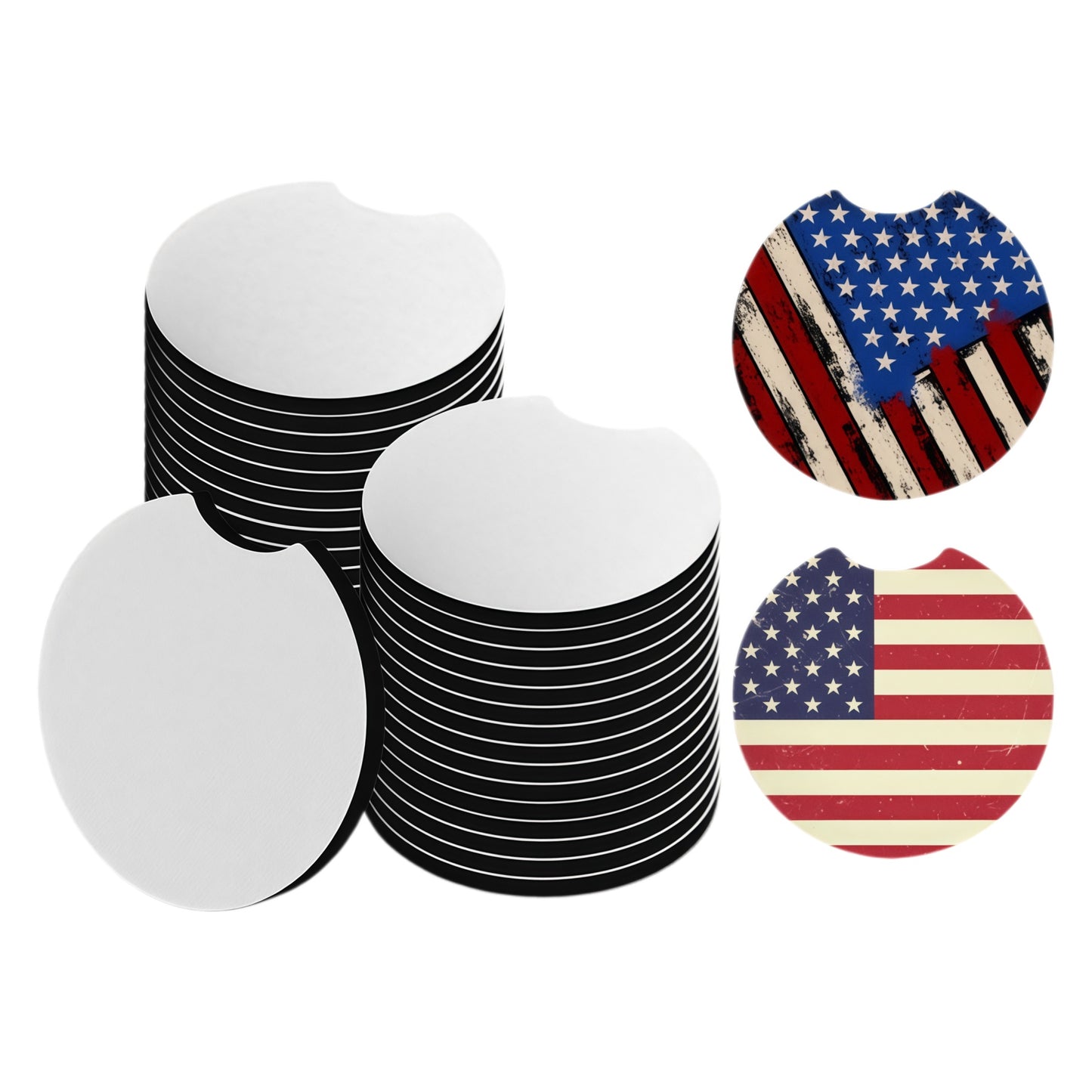 Custom Sublimation Neoprene Car Cup Holder Coaster with Finger Notch