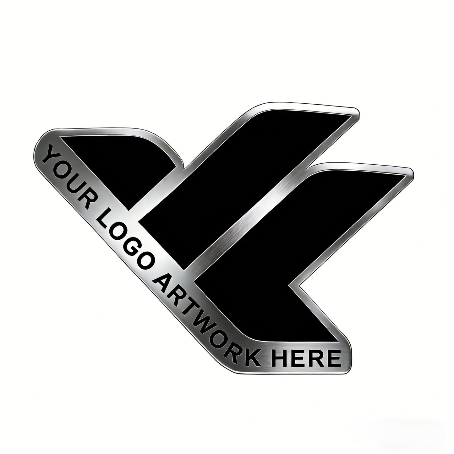 Silver and black aluminum car emblem